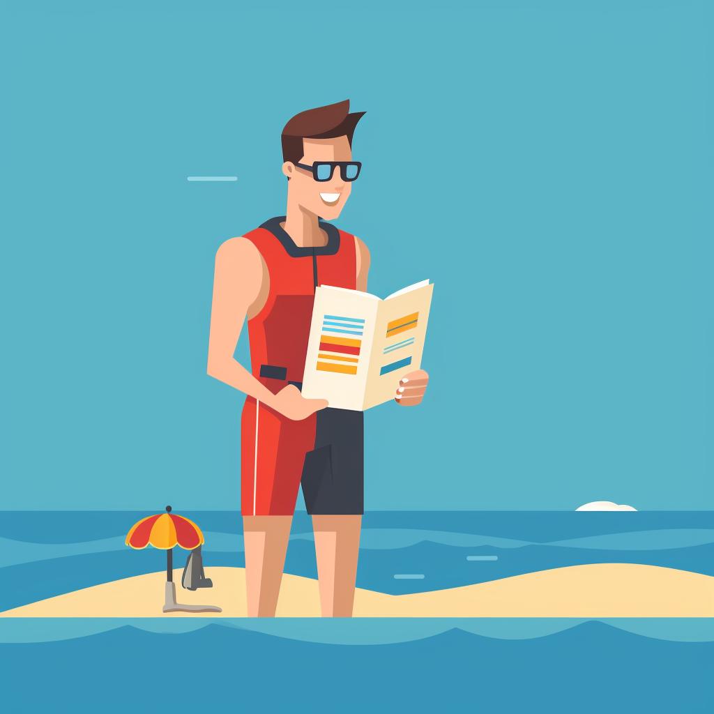 Person reading a lifeguard job description